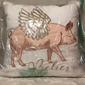 Flying pig throw pillow